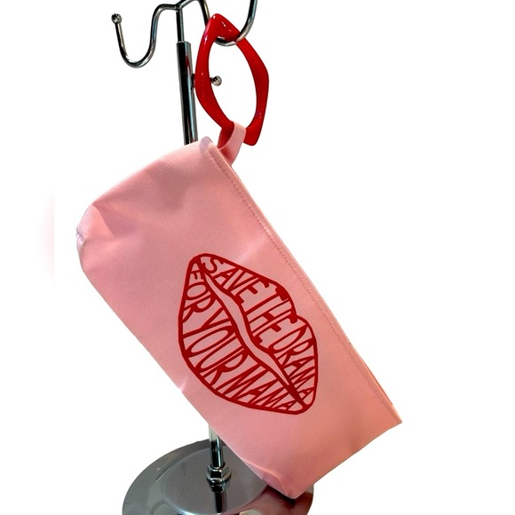 Y2K Bracelet Lips Bag “Save The Drama For Your Mama” Pink Wristlet Clutch‎ Bag - Picture 3 of 7
